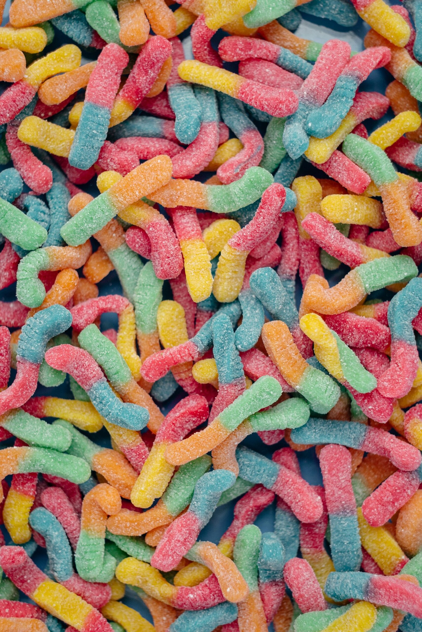 pink yellow and blue candies